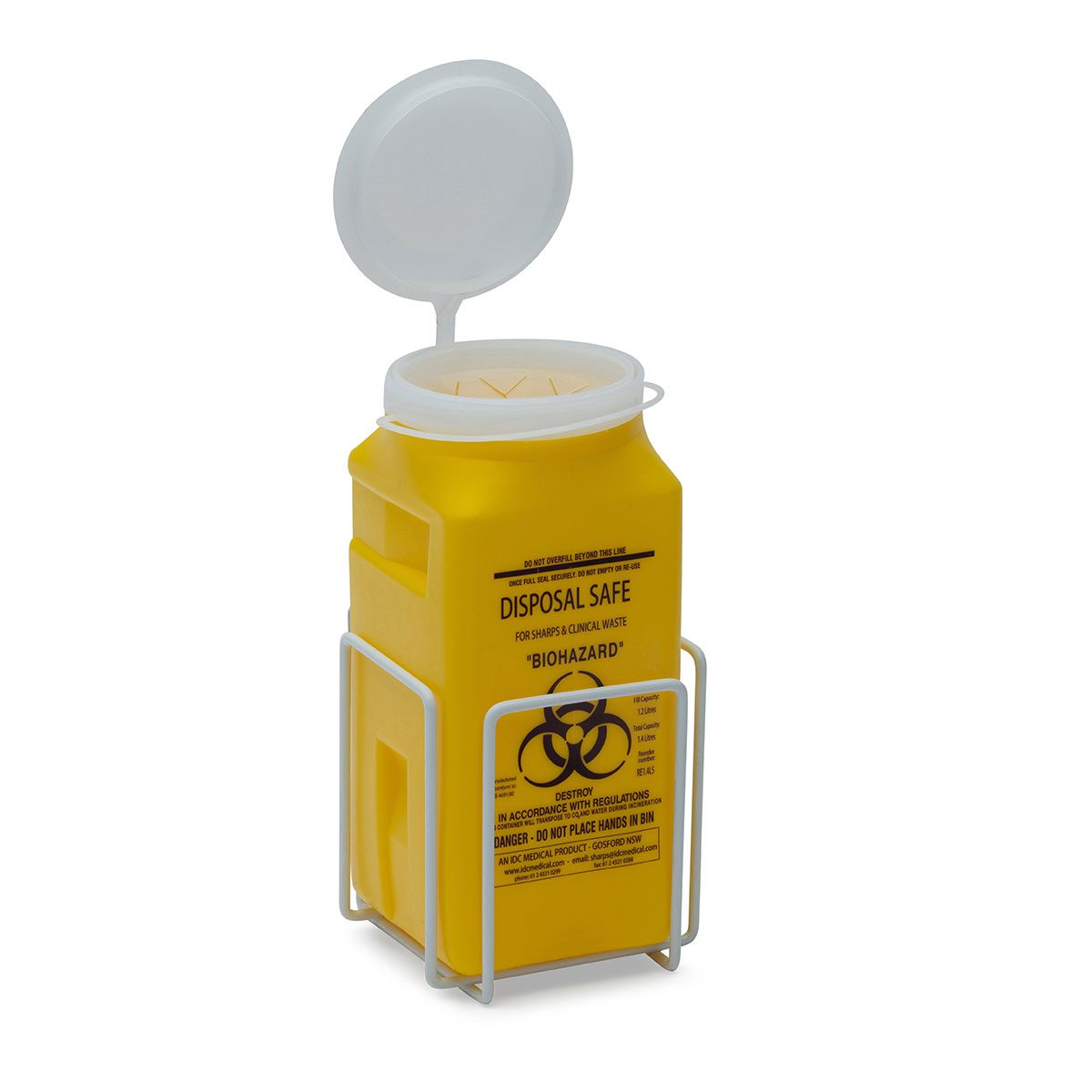 IDC Medical 1.4L Non-Spill Snap Lid Sharps Container