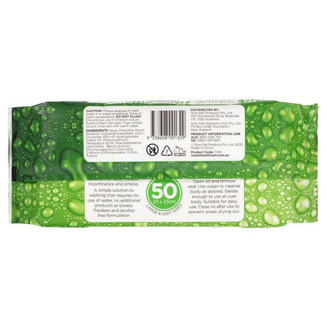Ocean Healthcare Hygienic Adult Body Wipes 50 Pack