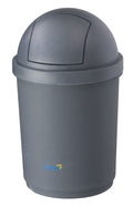 Domed Round Swing Lid Recycling Bin Grey Plastic oates BB-28DGY