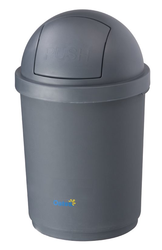 Domed Round Swing Lid Recycling Bin Grey Plastic oates BB-28DGY