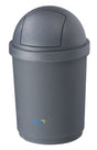 Domed Round Swing Lid Recycling Bin Grey Plastic oates BB-28DGY