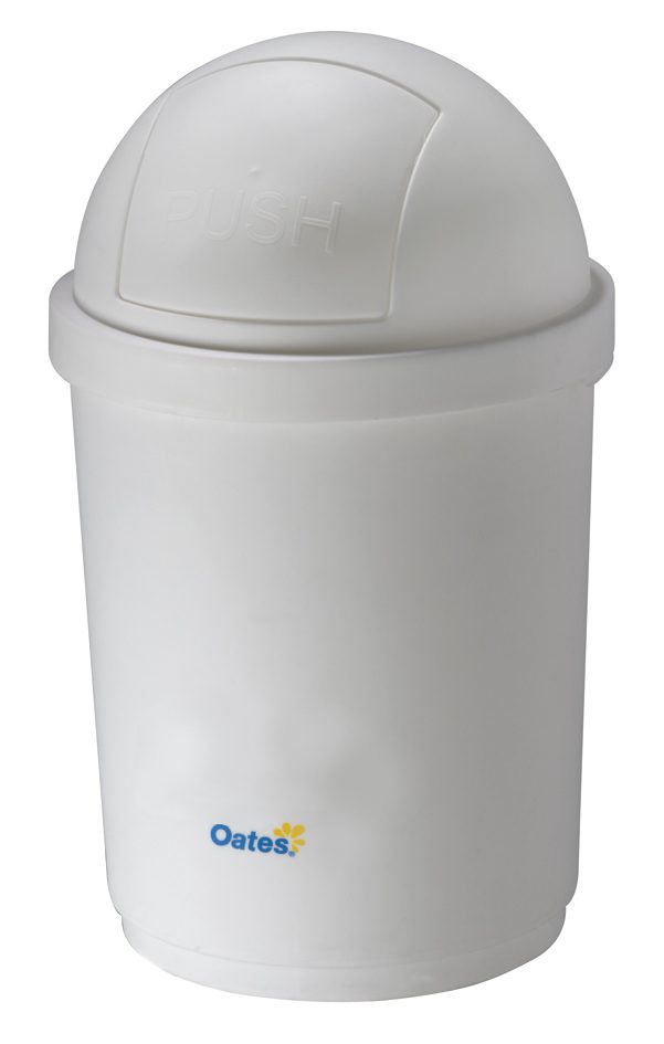 Domed Round Swing Lid Recycling Bin White Plastic Oates BB-28DW