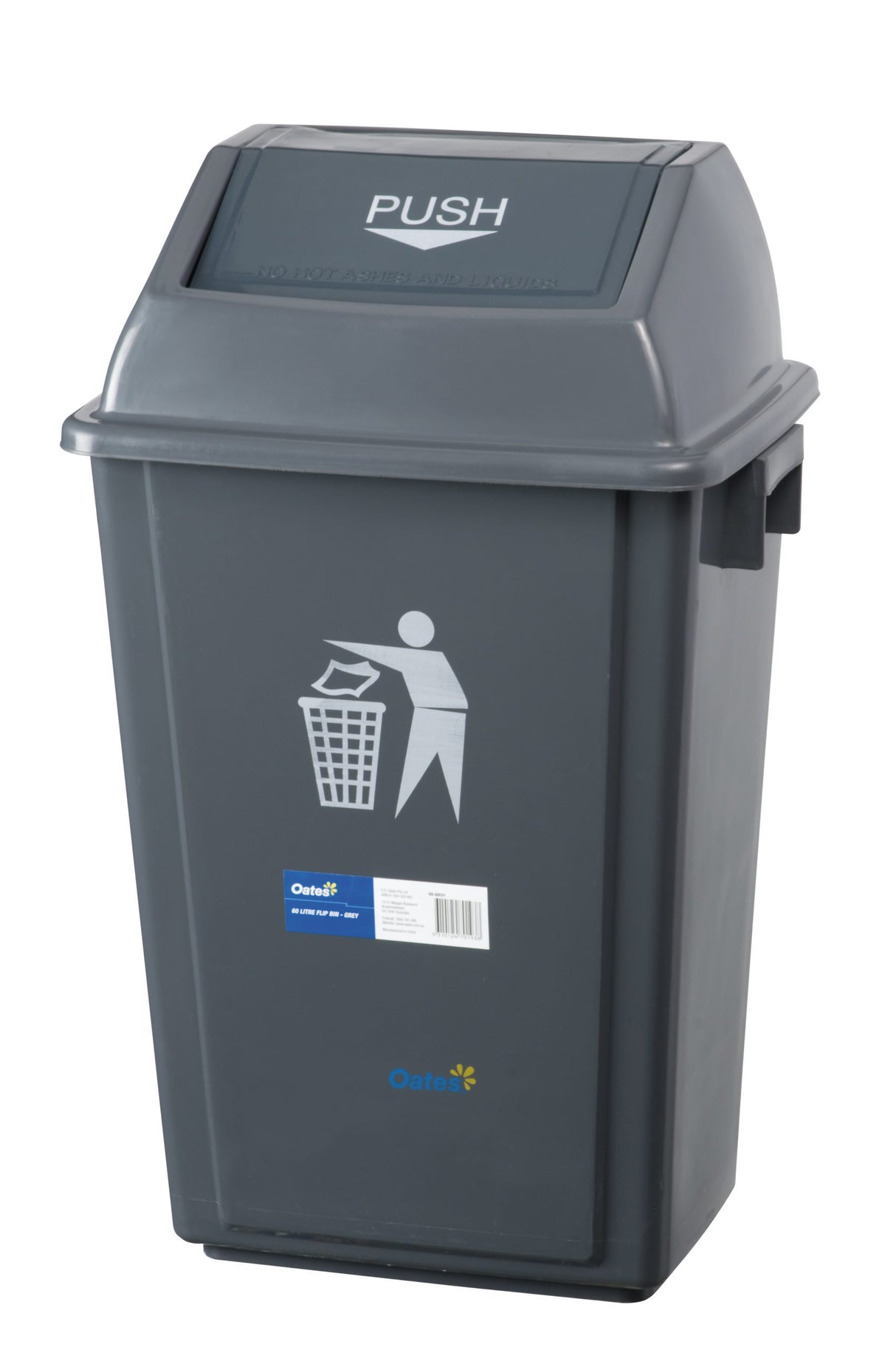 Oates Flip Bin - Grey 60L