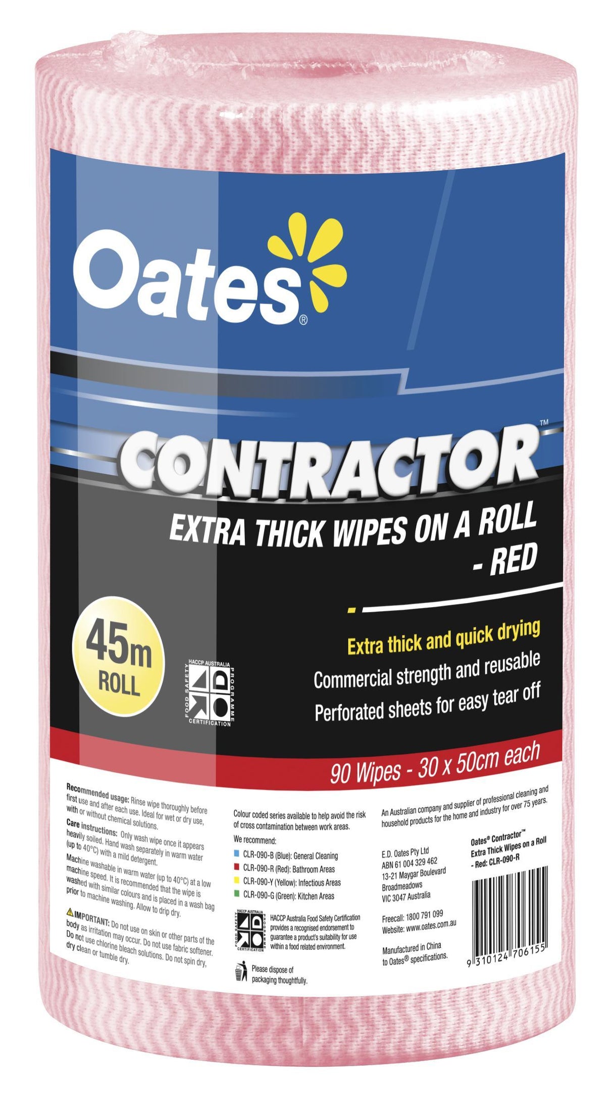 Contractor Extra Thick Wipes on a Roll - Red