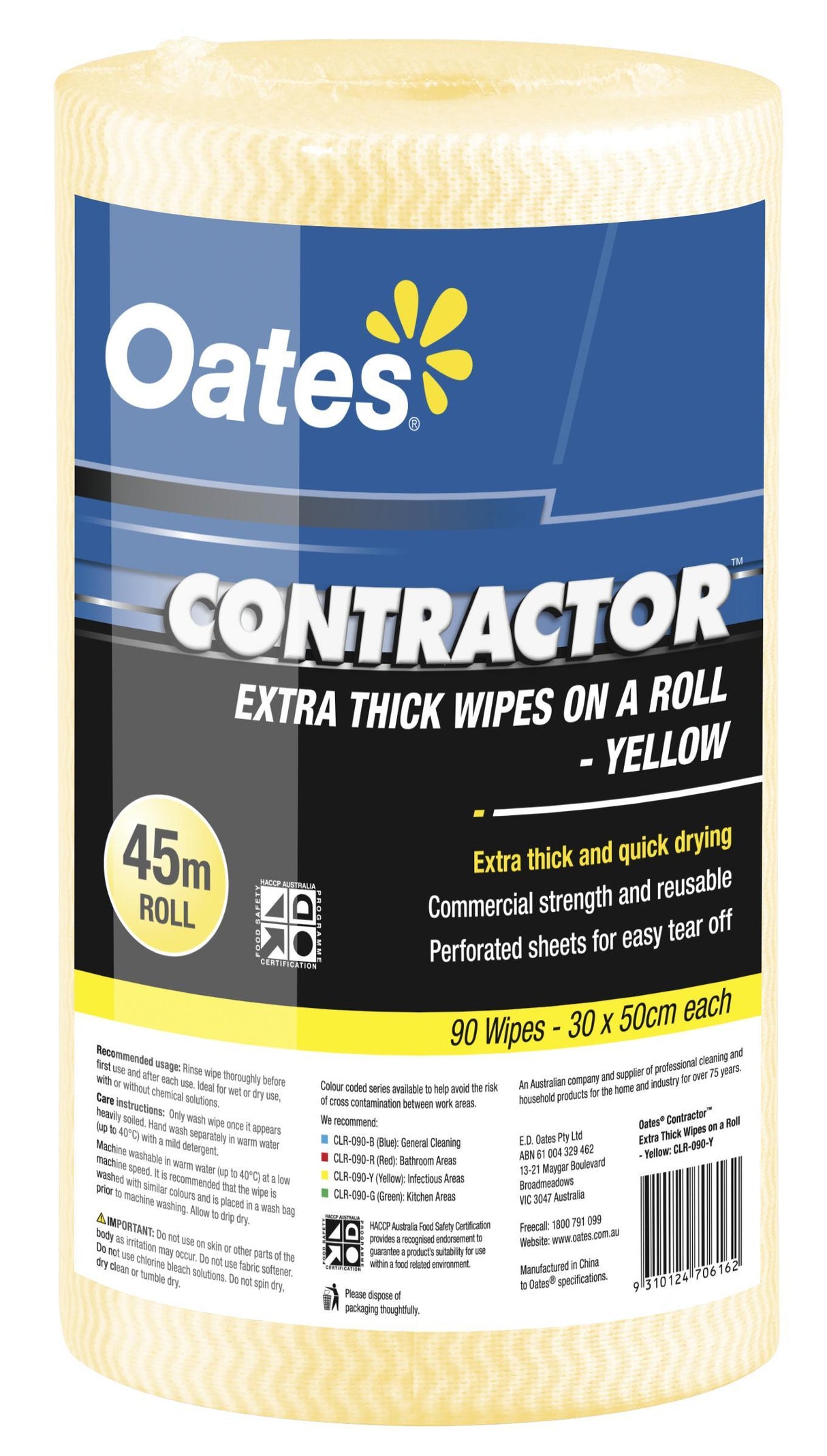 Contractor Extra Thick Wipes on a Roll - Yellow