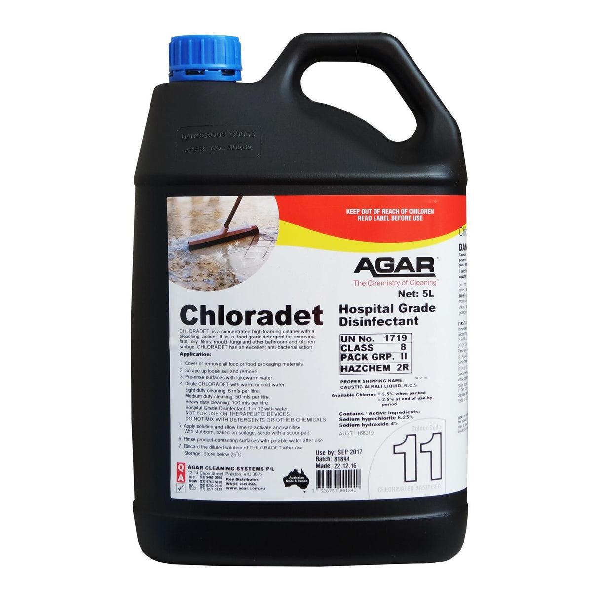 Agar Chloradet Hospital Grade Disinfectant, 5L