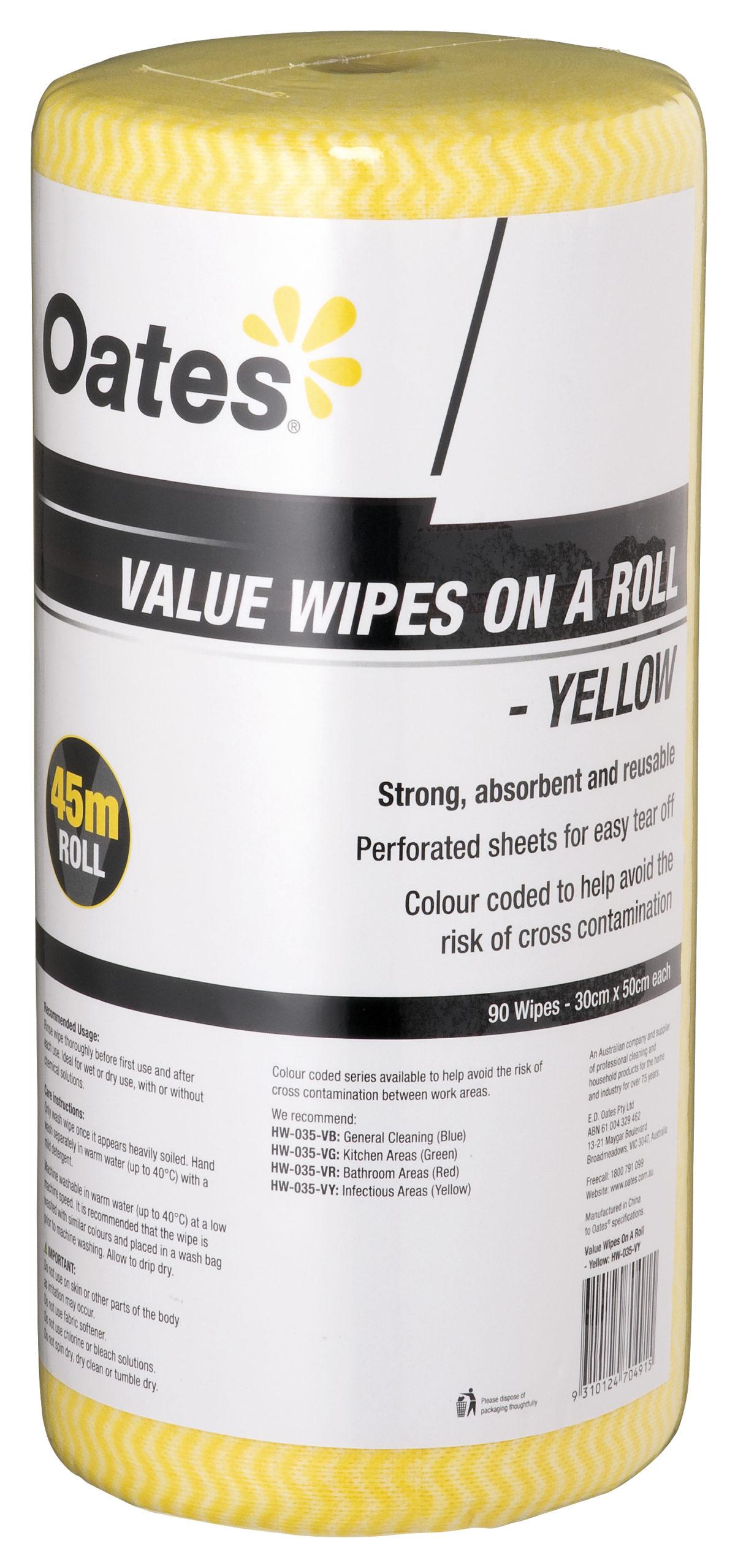 Value Wipes on a Roll - Yellow