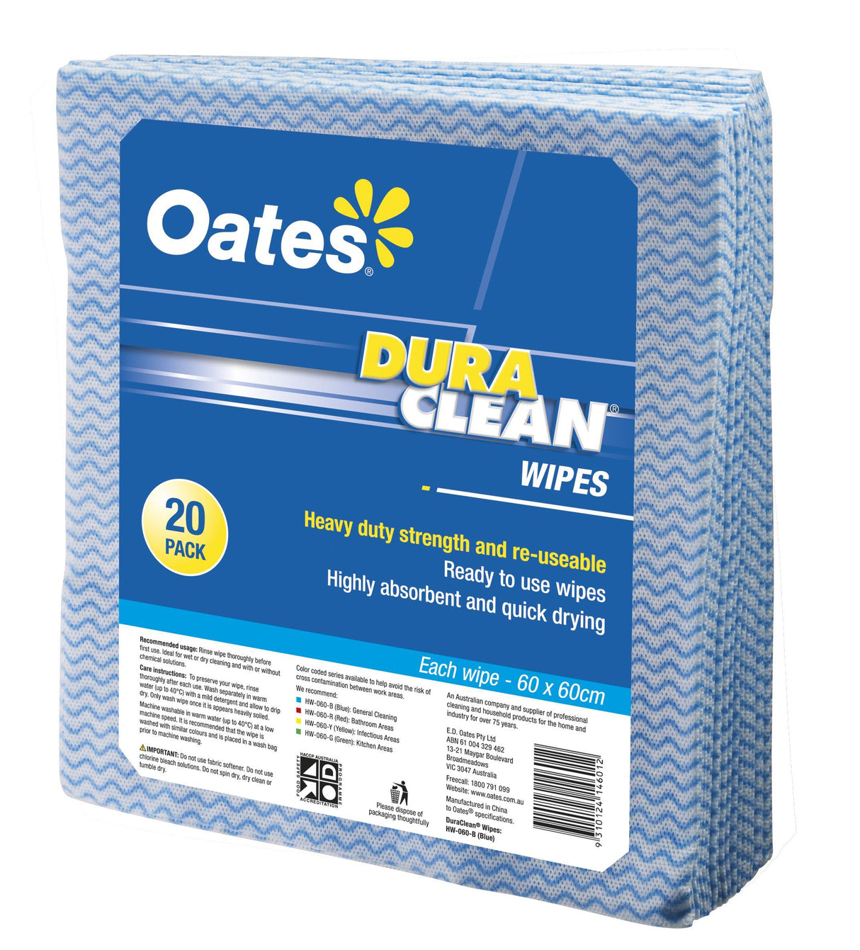 DuraClean Wipes - 20 Pack (60x60cm) - Blue