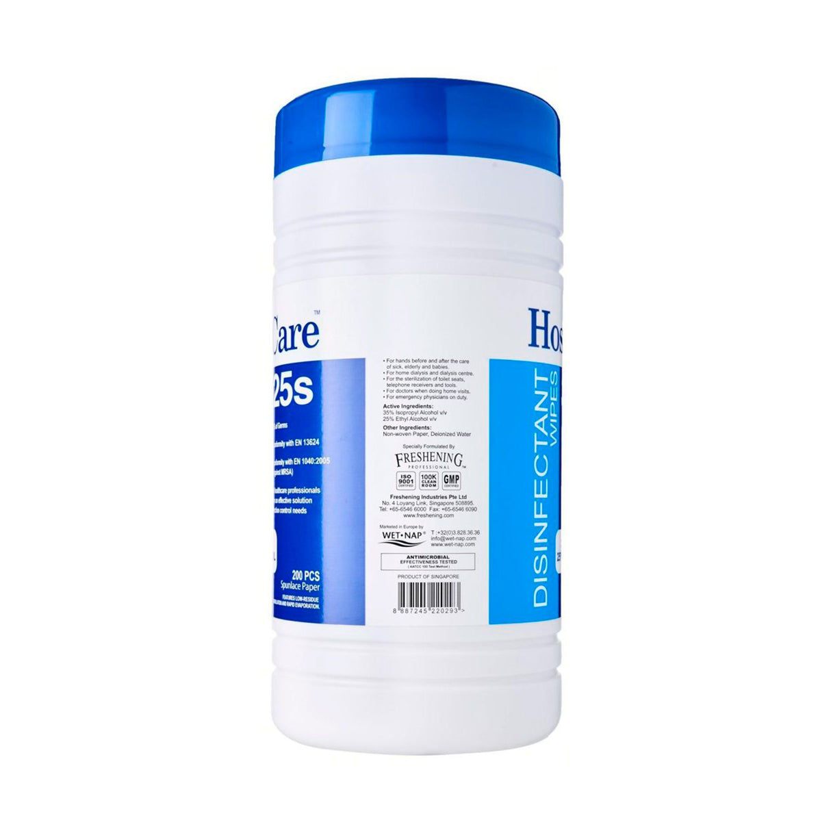HospiCare 3525s Disinfectant Wet Wipes Resealable Tub 200s pulls
