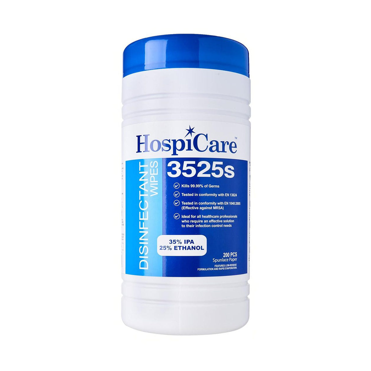 HospiCare 3525s Disinfectant Wet Wipes Resealable Tub 200s pulls