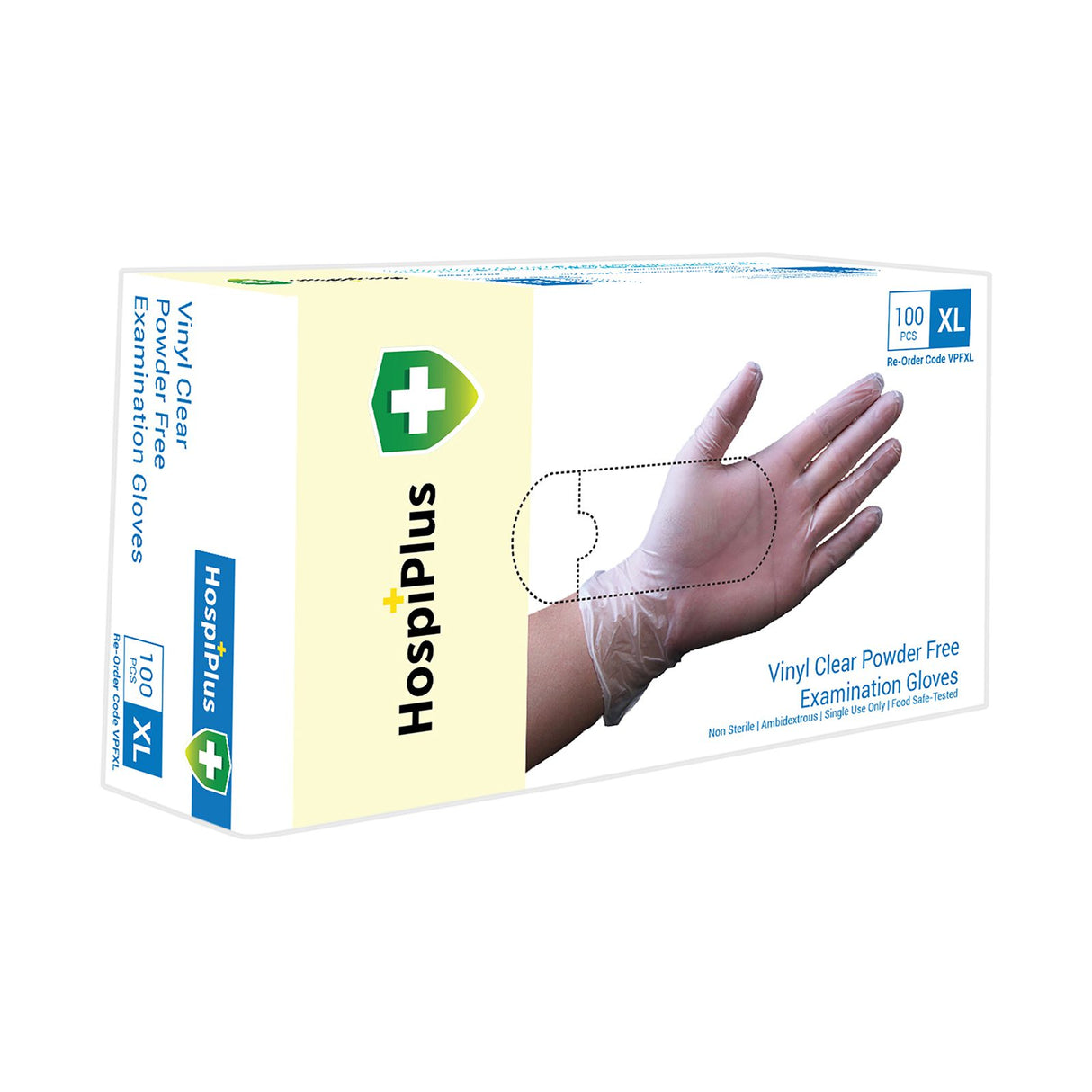 HospiPlus Clear Vinyl Powder-Free Gloves, Large