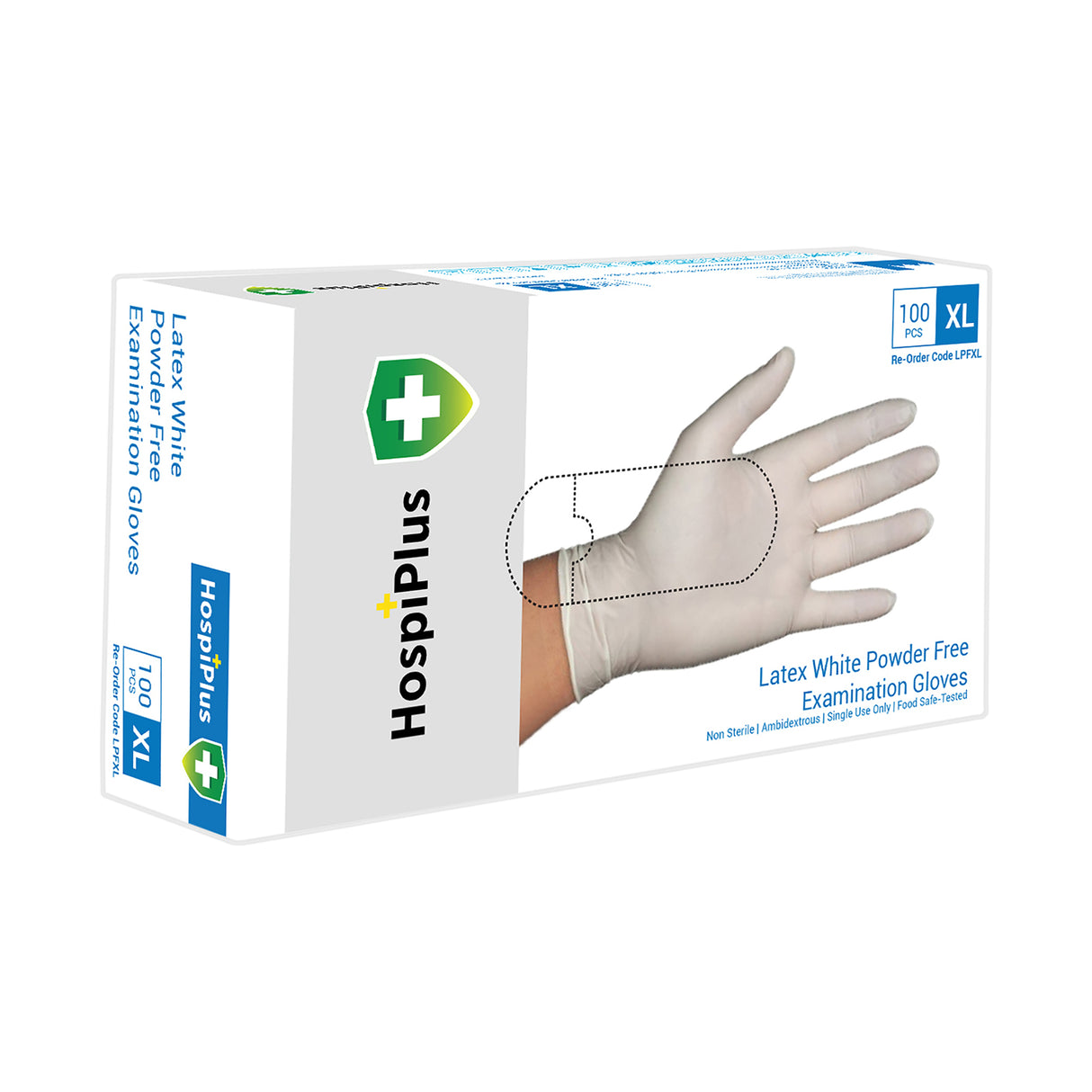 HospiPlus White Latex Powder-Free Gloves