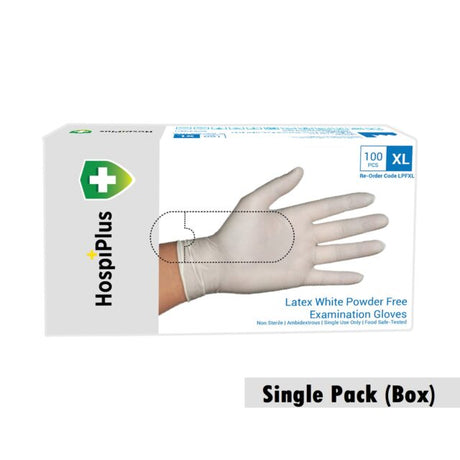 HospiPlus White Latex Powder-Free Gloves, Medium
