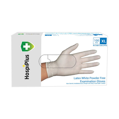 HospiPlus White Latex Powder-Free Gloves, Small