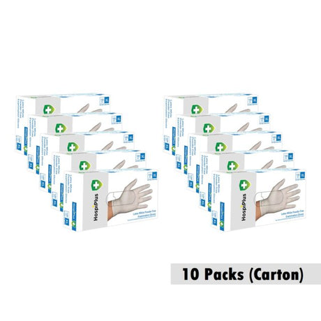 HospiPlus White Latex Powder-Free Gloves, Small