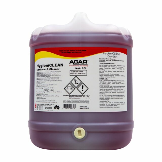 Agar HygieniCLEAN Sanitiser and Cleaner, 20L