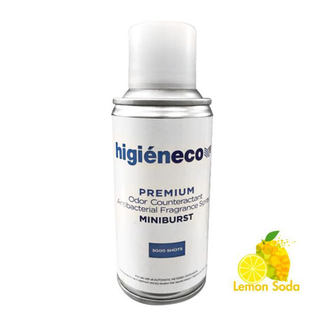 Higieneco MiniBurst 1.0 Lemon Soda Automatic Aerosol Air Freshener Fragrance Refill, Antibacterial, 3000 Sprays, 110 mL