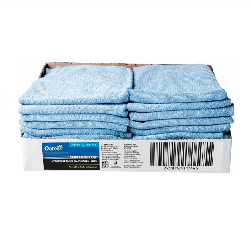 Oates Contractor Microfibre All Purpose Cloths, Blue