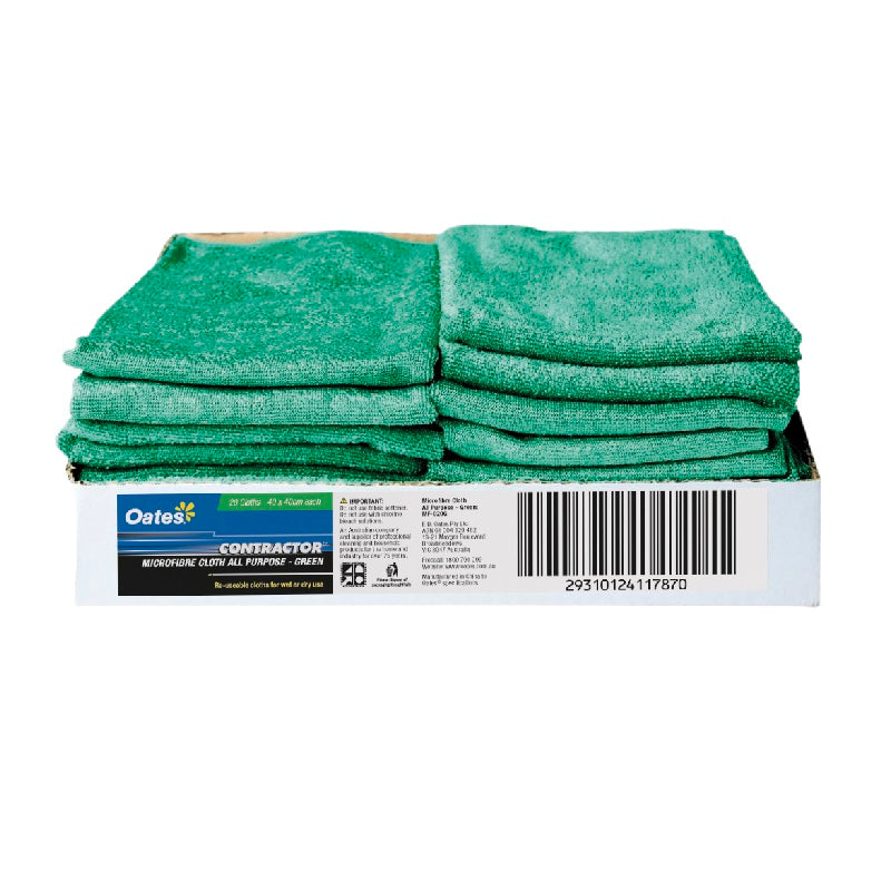 Oates Contractor Microfibre All Purpose Cloths, Green