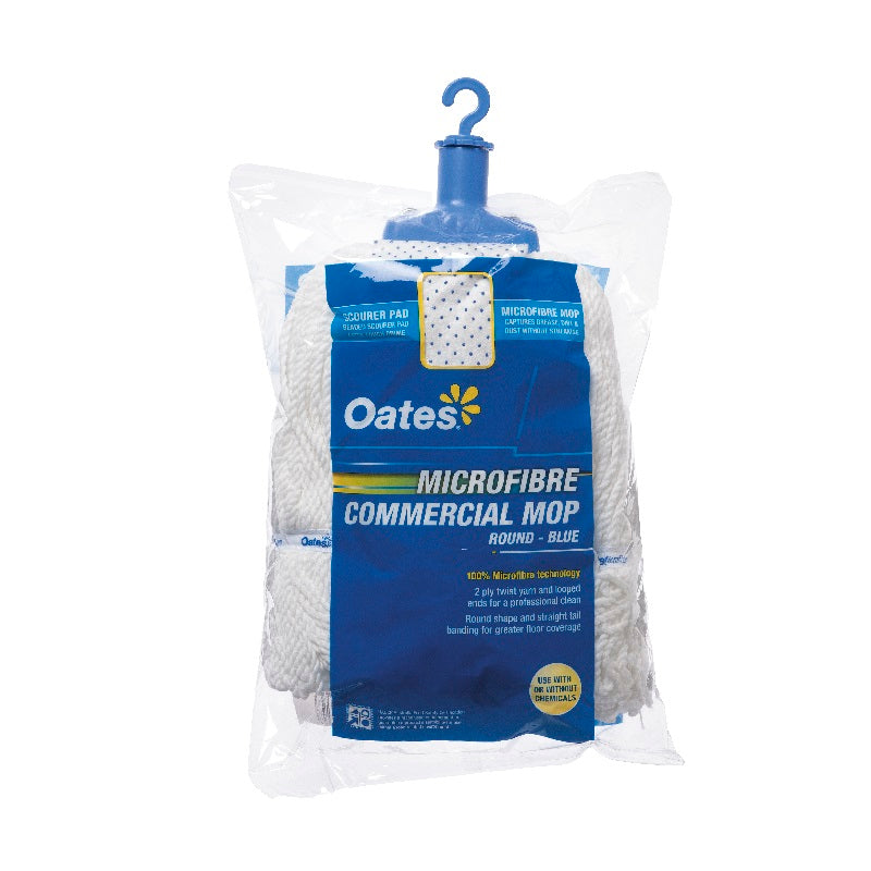 Oates Round Microfibre Commercial Mop Refill, Blue