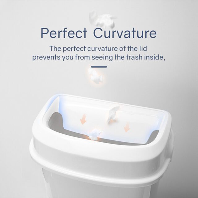 Multi Curved Trash Bin, Floor Standing or Wall Mounted, White, 32 L