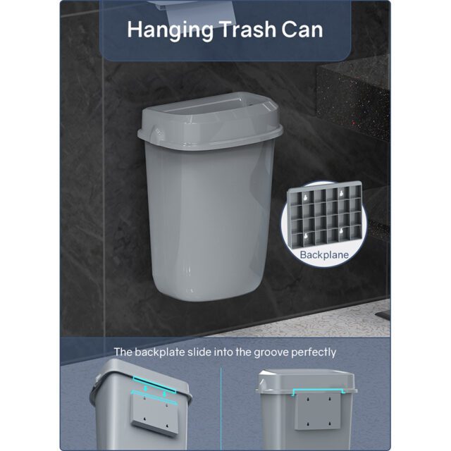 Multi Curved Trash Bin, Floor Standing or Wall Mounted, White, 32 L
