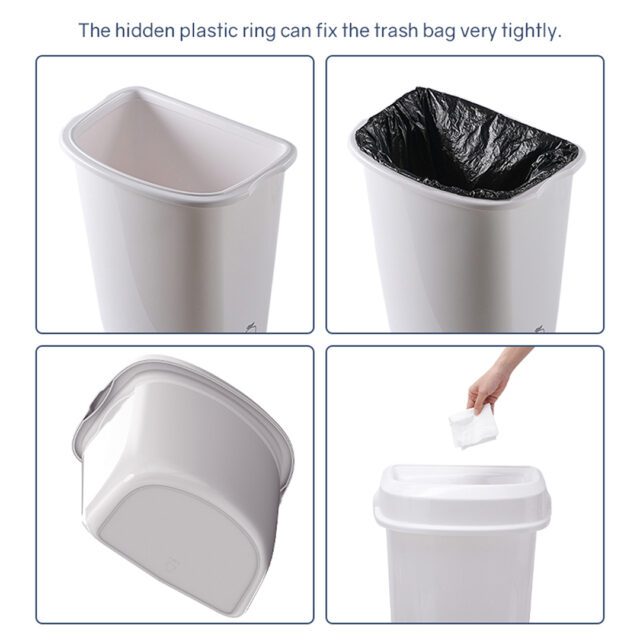 Multi Curved Trash Bin, Floor Standing or Wall Mounted, Grey, 32 L