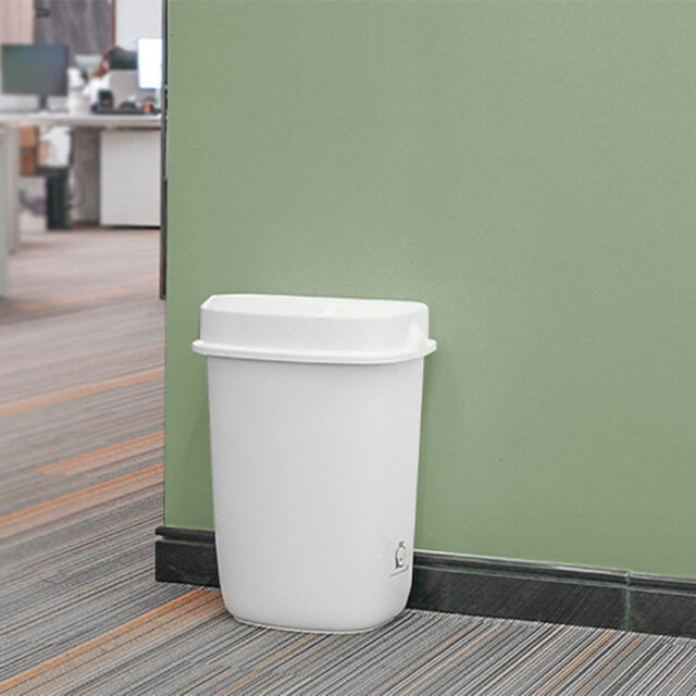 Multi Curved Trash Bin, Floor Standing or Wall Mounted, White, 32 L