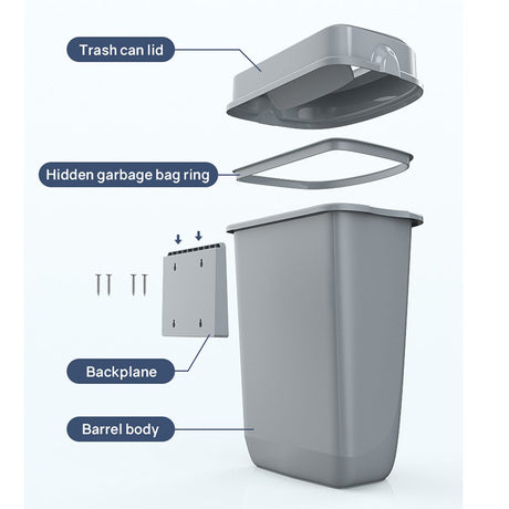 Multi Curved Trash Bin, Floor Standing or Wall Mounted, Black, 32L