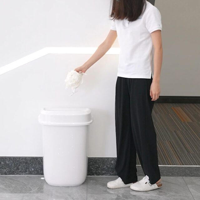 Multi Curved Trash Bin, Floor Standing or Wall Mounted, White, 32 L