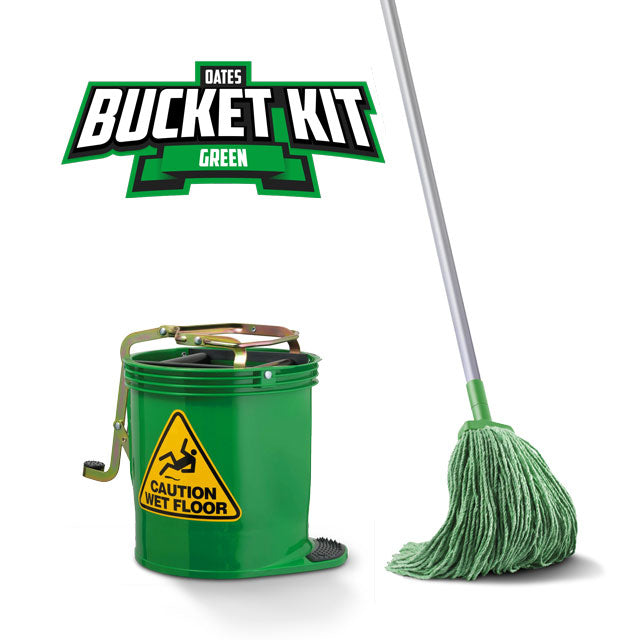 Oates Green Mopping Kit – 15L Wringer Bucket, DuraClean Mop Head & Aluminium Handle