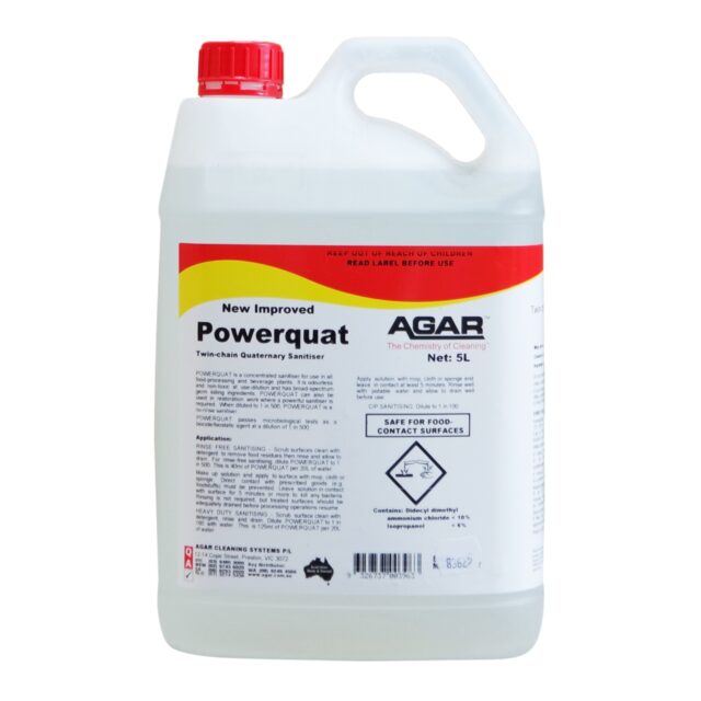 Agar Powerquat Twin-Chain Quaternary Sanitiser, 5L