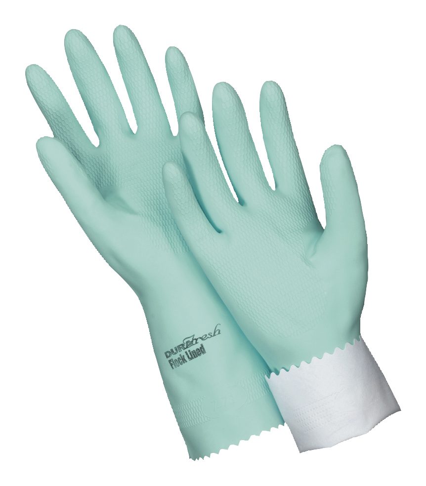 DuraFresh Flock Lined Rubber Gloves - Large