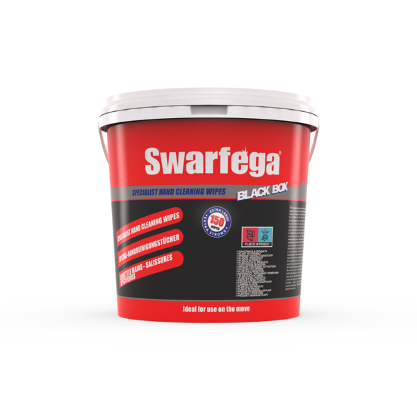 Swarfega Red Box Heavy Duty Hand Cleaning Wipes Tub, 150 Wipes