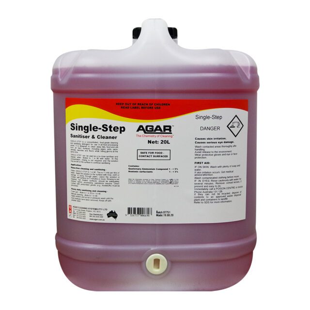 Agar Single Step Sanitiser and Cleaner, 20L