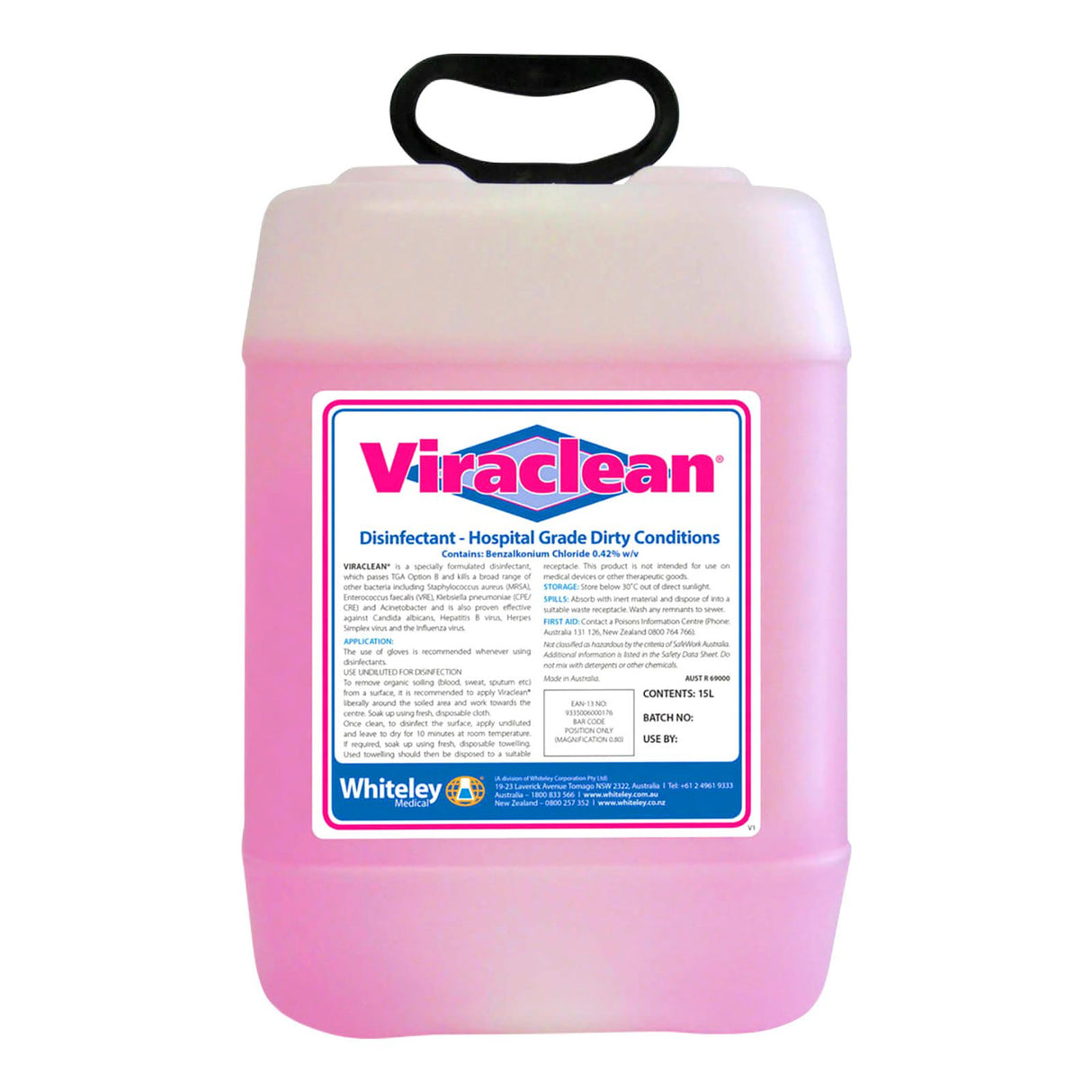 Whiteley 15L Viraclean Hospital Grade Disinfectant