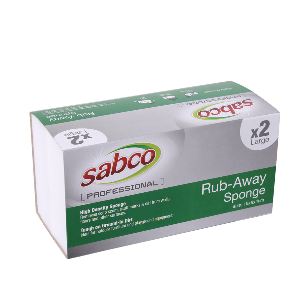 Sabco Rub-Away Large Heavy Duty Melamine Sponge, 2-Pack